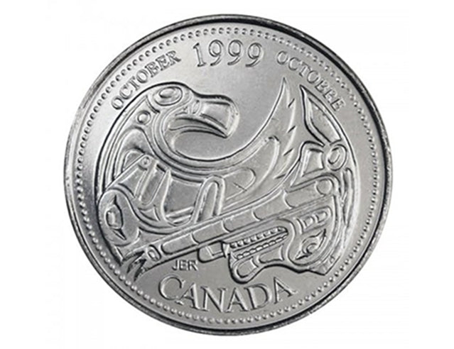 1999 Canadien 25 cents octobre : Un hommage à la pièce de monnaie du millénaire des Premières Nations UNC