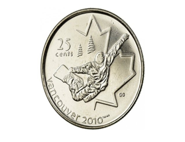 2008 Canadian 25-Cent Vancouver 2010 Olympics: Snowboarding Quarter Coin UNC