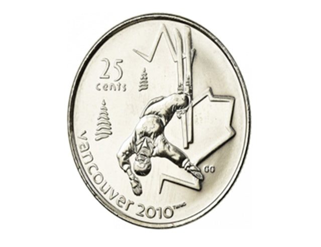 2008 Jeux olympiques canadiens de 25 cents de Vancouver 2010 : pièce de monnaie de ski acrobatique UNC