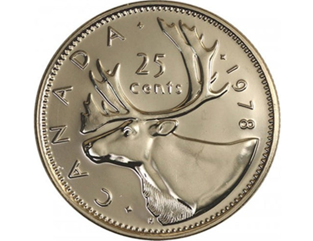 Pièce de monnaie canadienne de 25 cents caribou de 1978 (circulée)