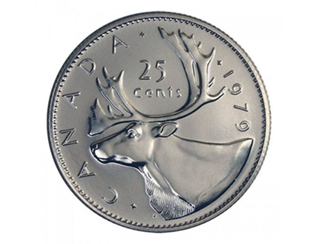 Pièce de monnaie canadienne de 25 cents caribou de 1979 (circulée)