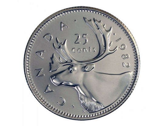 1982 Canadian 25-Cent Caribou Quarter Coin ( Circulated)