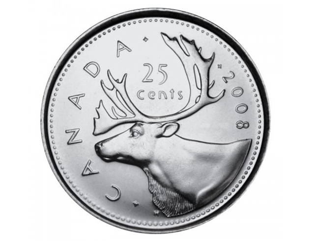 2008 Quart de caribou canadien de 25 cents BU