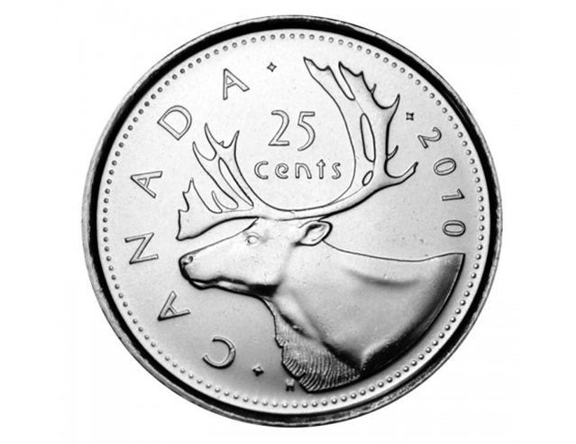 2010 Quart de caribou canadien de 25 cents BU