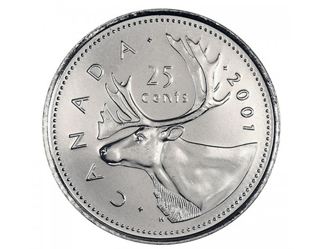 2001-P Canadian 25-Cent Caribou Quarter BU