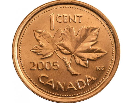 2005 Penny de brindille de feuille d'érable canadienne de 1 cent BU