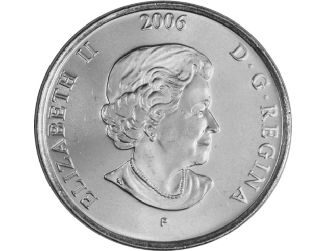 2006-P 25 Cents Canadiens Ruban Rose Quart Coloré BU