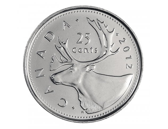 2012 Quart de caribou canadien de 25 cents BU