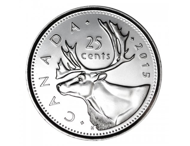 2015 Quart de caribou canadien de 25 cents BU