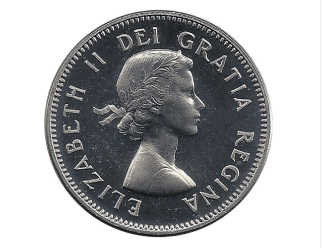 Pièce de 5 cents canadienne en nickel de 1964. Canada Five Cents Castor BU