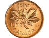 1970 kanadischer 1-Cent Maple Leaf Twig Penny BU