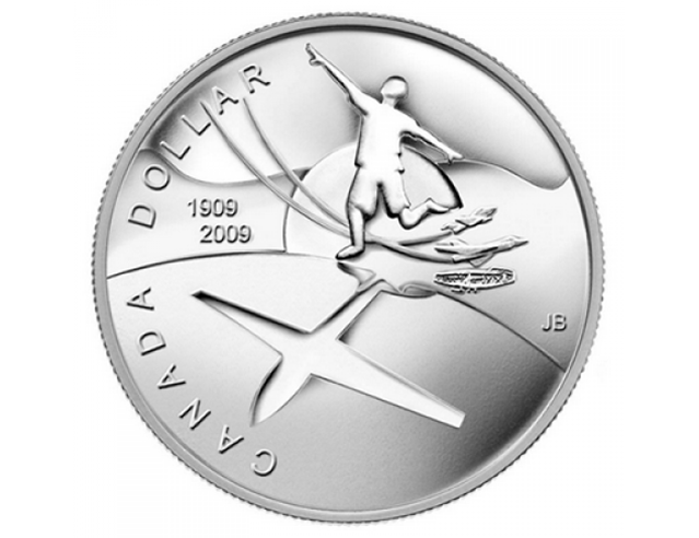 2009 Canadian $1 First Flight in Canada 100th Anniv BU Silver Dollar