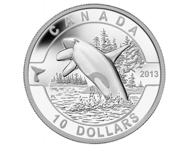 Série O Canada de 10 $ canadiens 2013 : Orque - Pièce de 1/2 once en argent fin