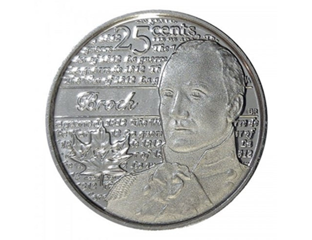 2012 Kanadische 25-Cent-Helden von 1812: Sir Isaac Brock Non Coloured Quarter Coin BU