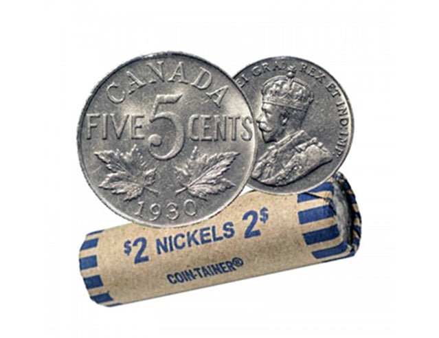 1930 Canadian 5-Cent Beaver Nickel Coin Roll -40 Coins(Circulated)