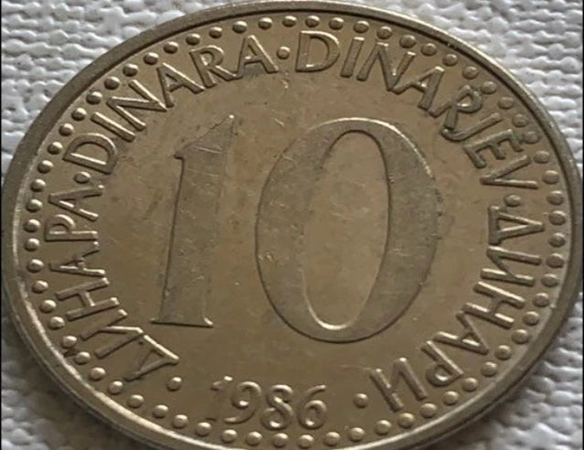 1986 Yugoslavia 10 dinara VF