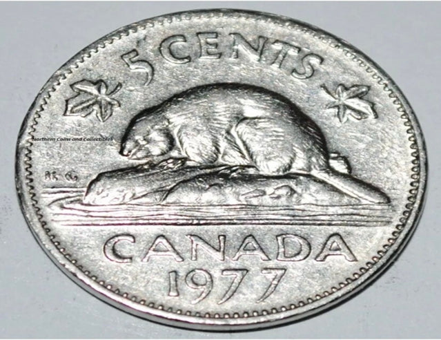 1977 Kanada 5 Cent Nickelmünze High Seven VF