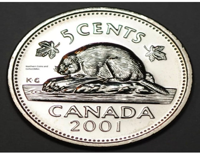 Canada 2001 No P 5 cents Nice Five Cents  BU Nickel low mintage