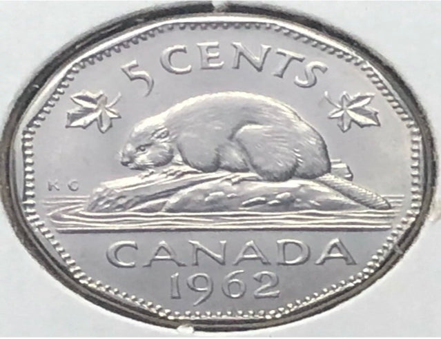 1962 Canada 5 cents Double date VF