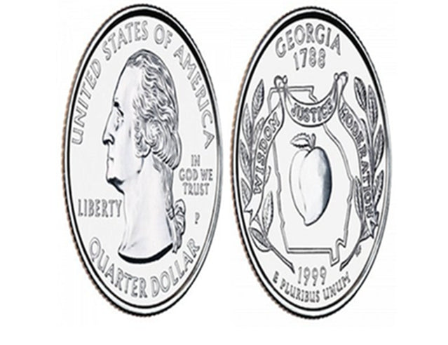 Série américaine de 25 cents State Quarter de 1999 : Georgia Coin VF