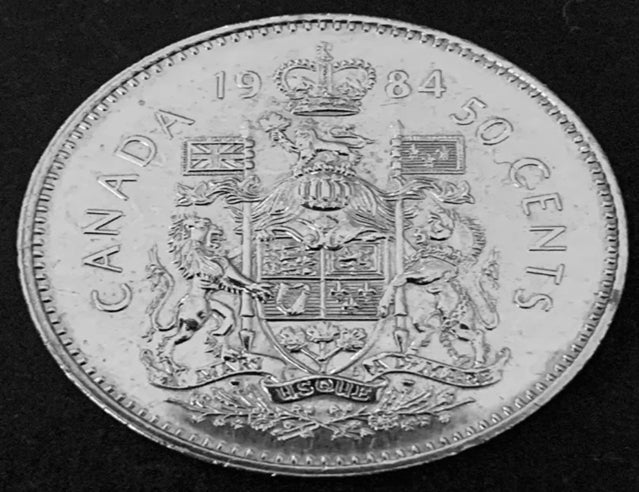 1984 Armoiries canadiennes de 50 cents, pièce d'un demi-dollar UNC