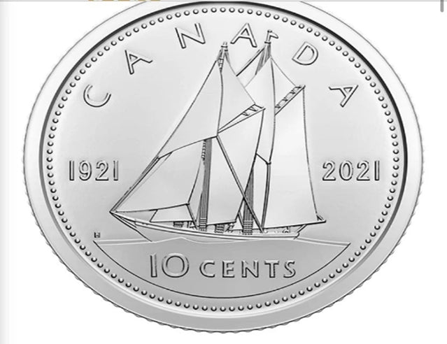 2021 100th Anniversary of Bluenose 10 -Cent Special Set (3 Coins )