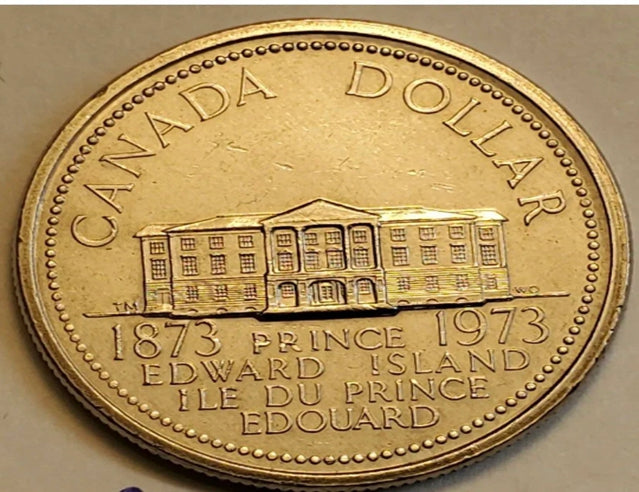 Pièce d'erreur 1973 PEI Perles liées Pièce d'un dollar CANADA