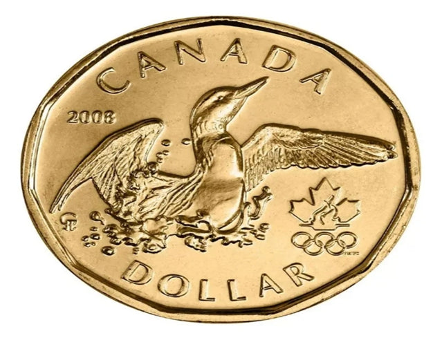 2008 Canadian 1 Olympic Lucky Loonie Dollar Münze BU