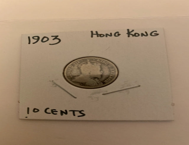 Hong Kong 10 Cents 1903 Pièce d'argent de haute qualité