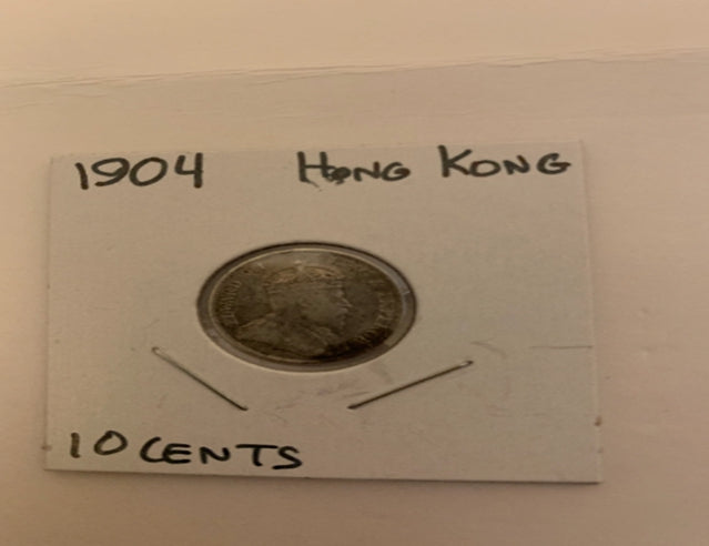 Hong Kong 10 Cents 1904 Pièce d'argent de haute qualité