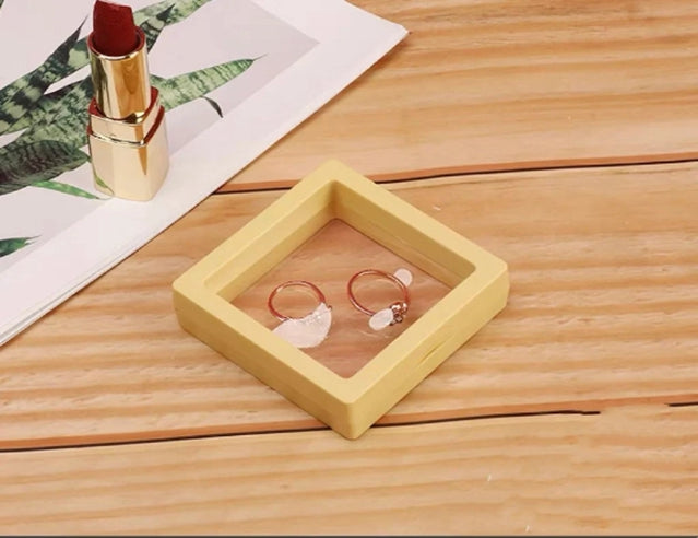 2 Pcs 3D Floating Frame Holder Box Coins Stamp Jewelry Display Case Color Box with free stand base Gift box 70mm*70mm