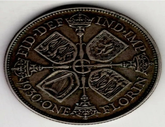 1930 Großbritannien eine 1-Florin-George-V-Silber-Weltmünze von hoher Qualität