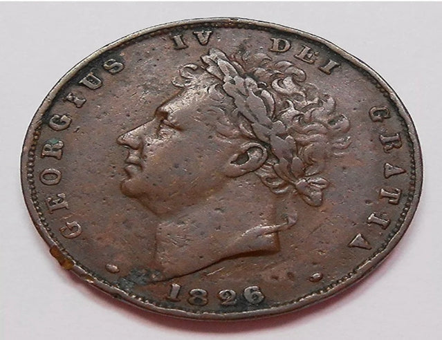 Great Britain 1826 Farthing aVF Scarce HIGH Grade King George IV UK Copper Coin High Grade