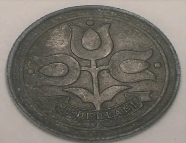 1942 Netherlands Dutch 10 Cents Tulips WWII Era Coin