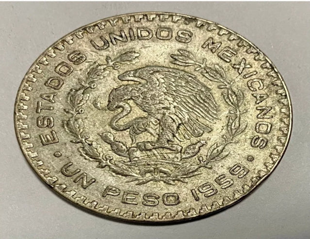 Pièce d'argent d'un peso mexicain de 1959