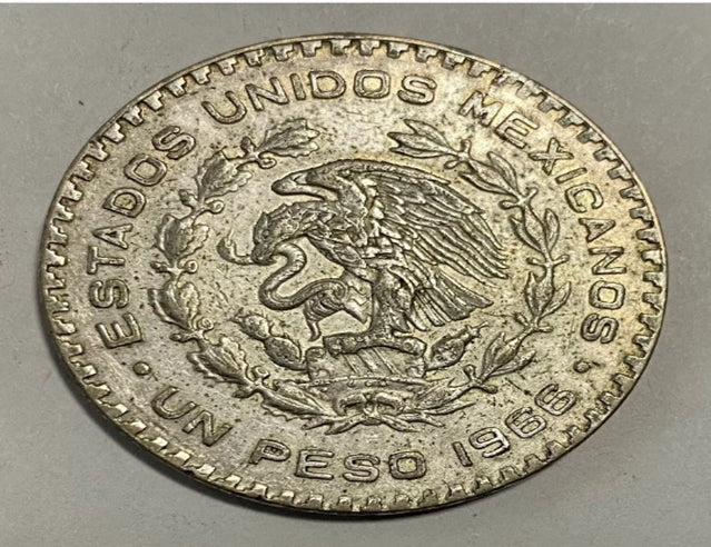 1966 Mexiko Ein-Peso-Silbermünze