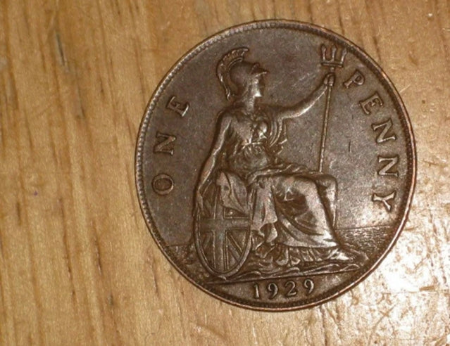 GB England 1929 Penny-Münze, sehr schön und schön