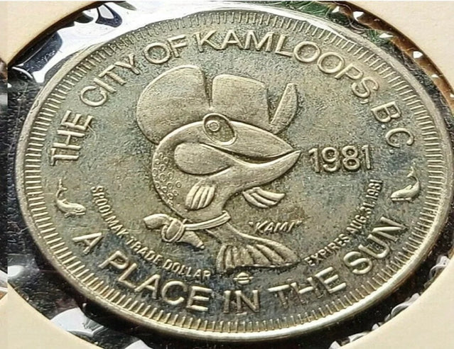 1981 Kamloops BC 1 Trade Dollar - Heritage Years, The Ranchers - UNC