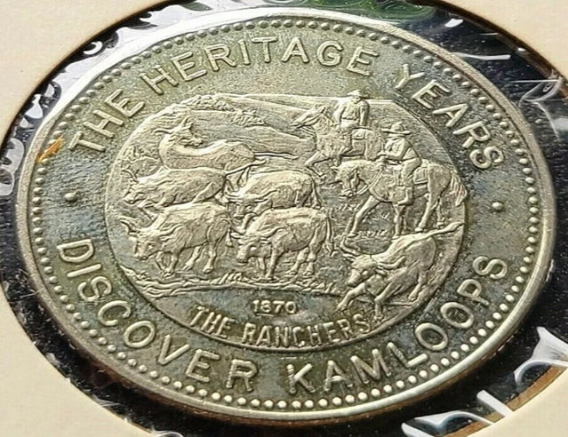 1981 Kamloops BC 1 Trade Dollar - Années du patrimoine, The Ranchers - UNC