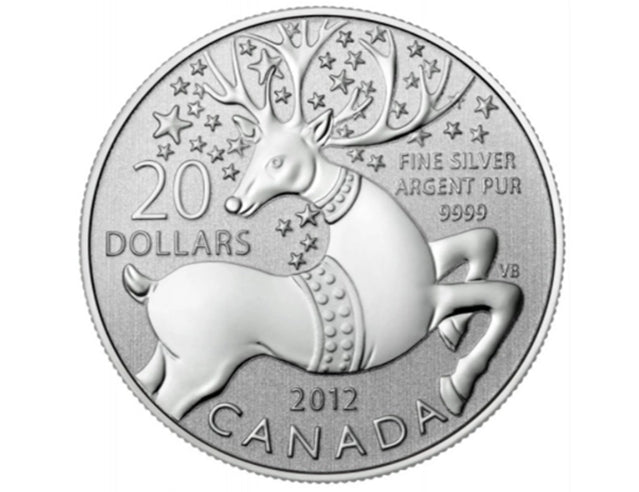 2012 Canadian 20 Dollar Magical Reindeer Fine Silver Coin