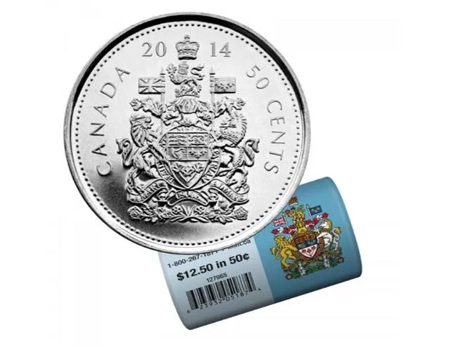 2014 Canadian 50-Cent Coat of Arms Half Dollar Circulation Coin (Brilliant Uncirculated) From Special Wrap Coin Roll