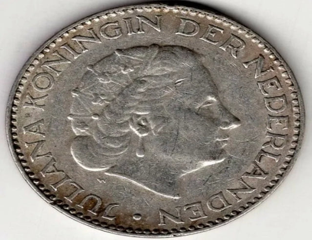 Pièce du monde d'un florin en argent des Pays-Bas de 1954