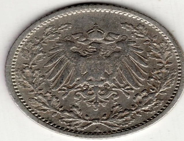 1905 Deutschland 1/2 halbe Mark Silberweltmünze