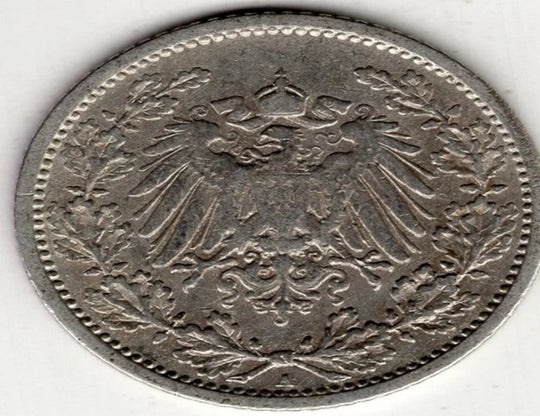 Pièce du monde en argent de 1905, Allemagne, 1/2 demi-mark