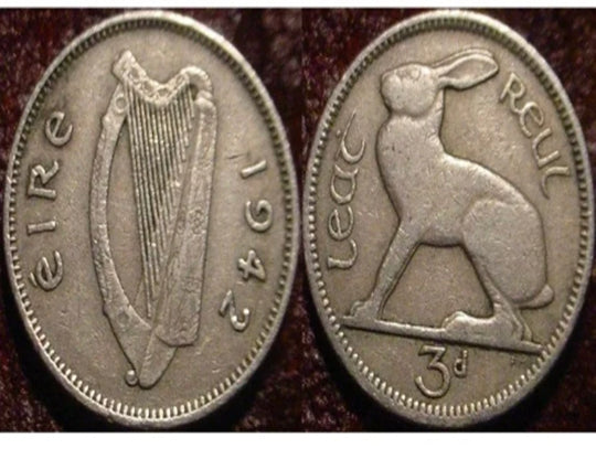 1942 3 pence Irlande**lièvre-lapin**