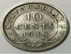 Terre-Neuve 1938 Argent 10 Cents Très Fin