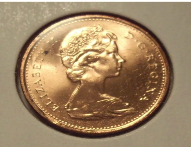 Kanada Elizabeth II. 1977 Doubled Back of Head & Neck Small Cent - BU