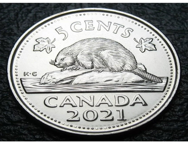 RCM - 2021 - 5-cent - Beaver - BU Die Chip in Logo Error