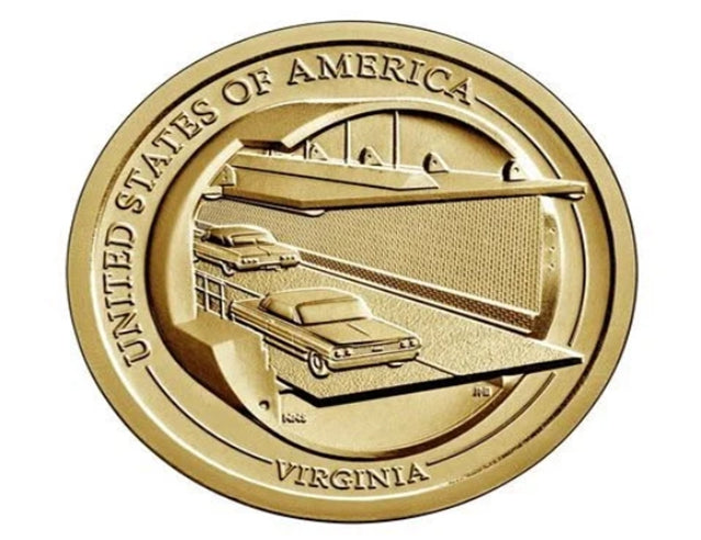 2021 American Innovation 1-Dollar-Münze zu Ehren der Innovation in Virginia BU aus der Originalrolle