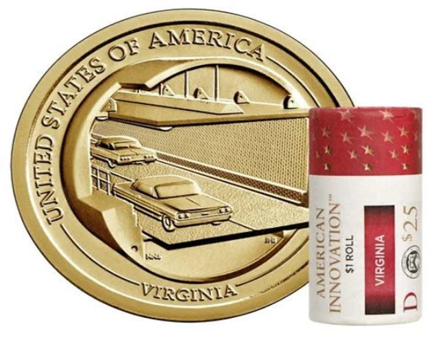 2021 American Innovation 1-Dollar-Münze zu Ehren der Innovation in Virginia BU aus der Originalrolle